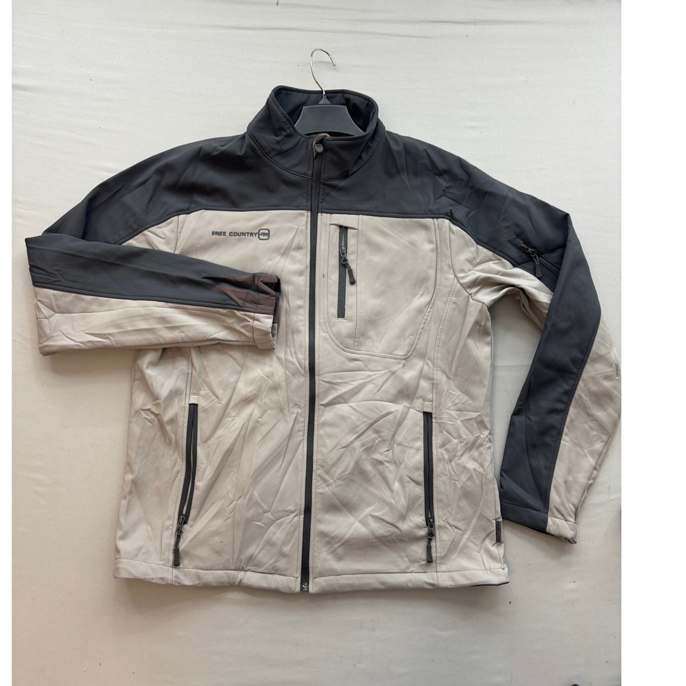Free Country Mens Softshell Jacket Grey Charcoal Colorblock Ripstop Full Zip M